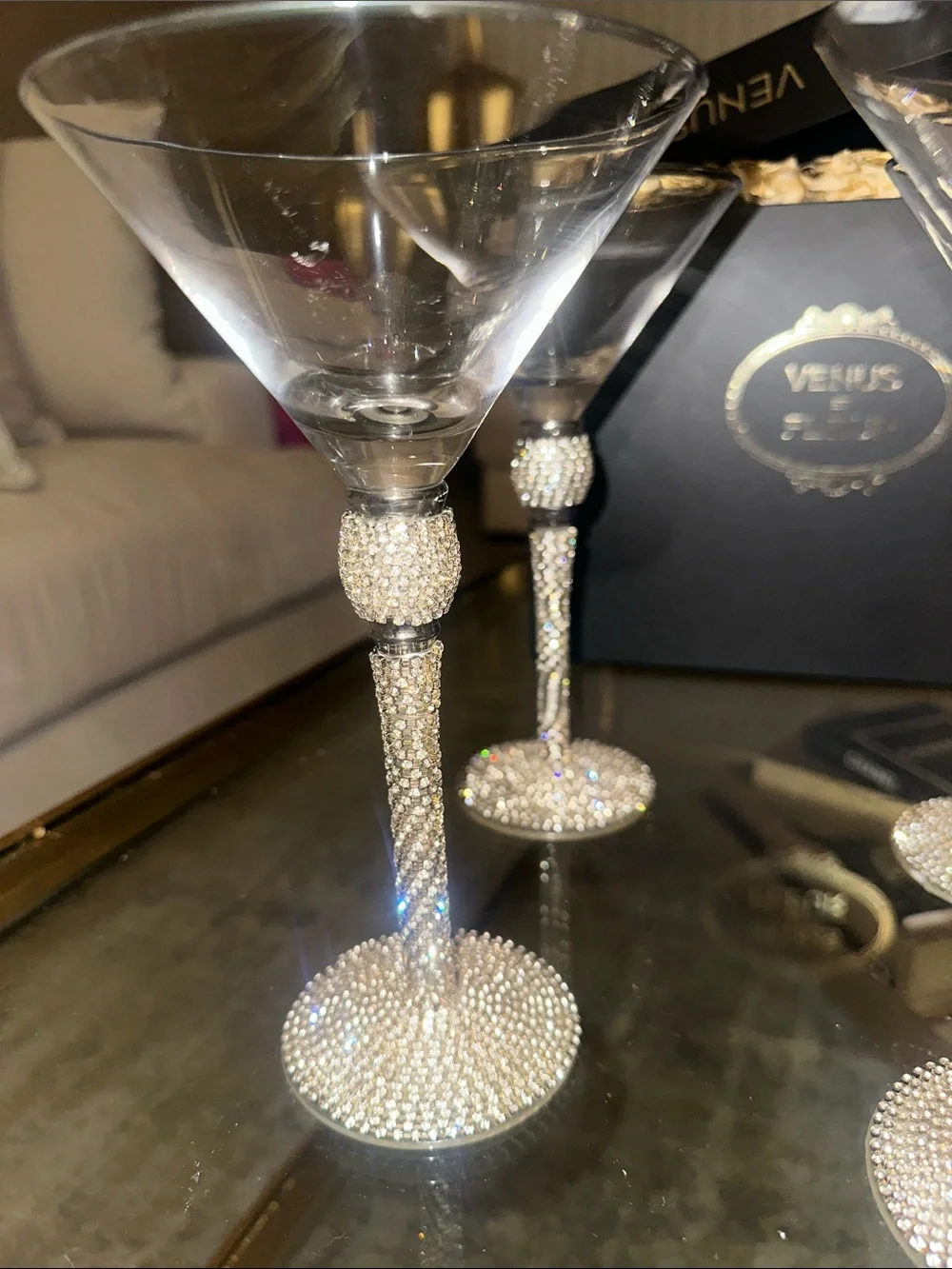 Pier 1 Rhinestone Stem Martini Glasses - Set of 4